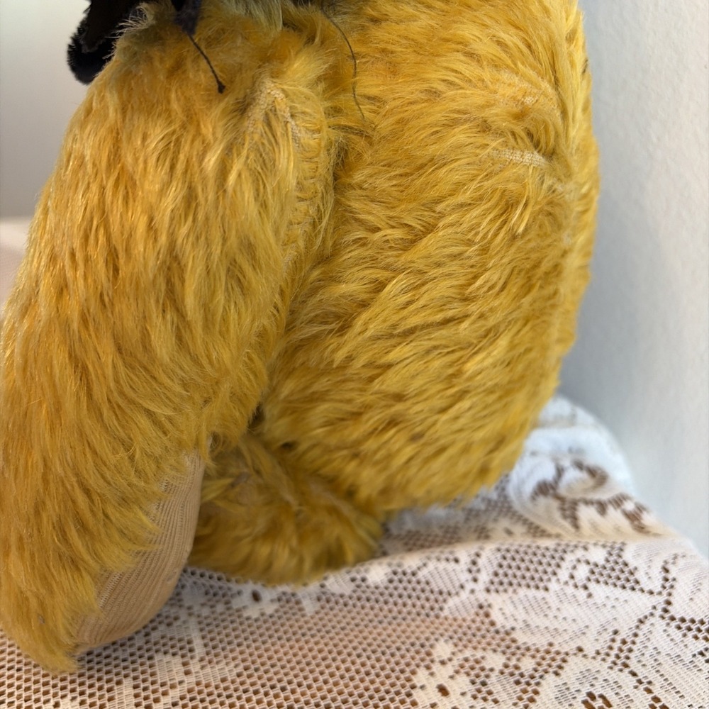 Antique 1920s Golden Mohair Teddy Bear Fully Jointed Hump Back Glass Eyes 16in - Picture 10 of 16